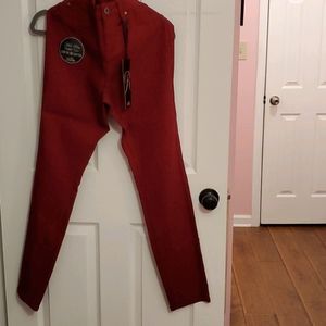 Dark red slim fit pants